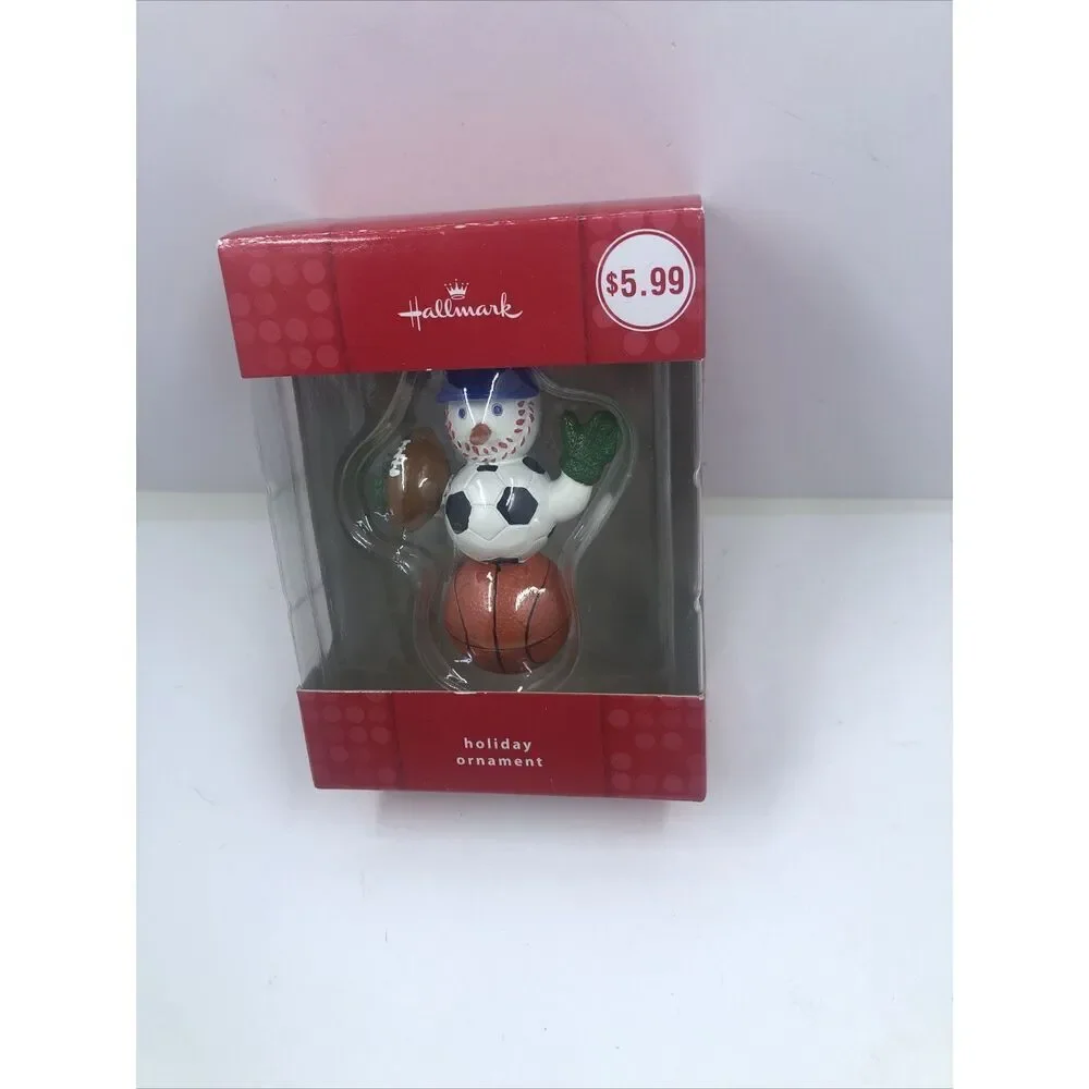 Hallmark Holiday Ornament Sports Ball Snowman Baseball Football Basketball 2009